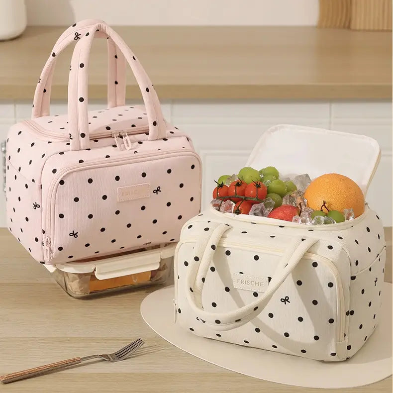 Sac à lunch isotherme Frische beige à pois – WANDF