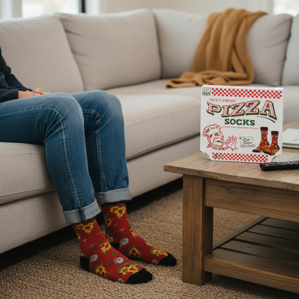 Chaussettes pizza unisexes – boîte à pizza