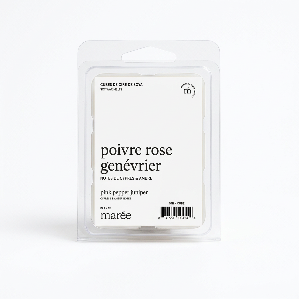 Cubes de cire de soya Poivre rose et genévrier – Marée