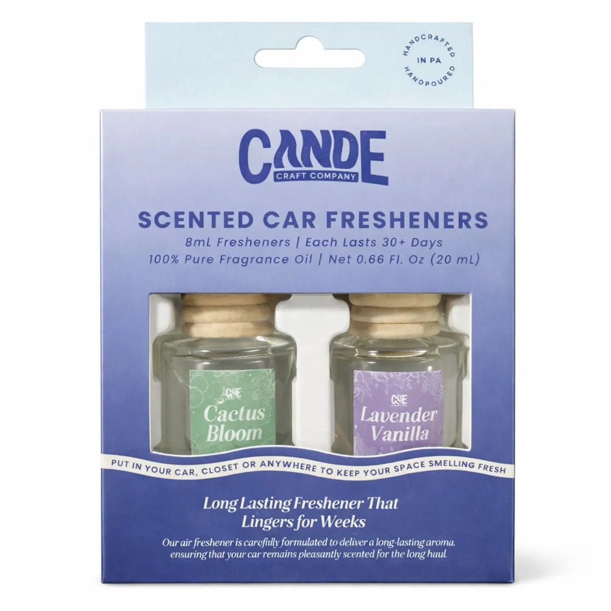 Duo de désodorisants pour voiture Fleur de cactus et Lavande vanille – CE Craft Co