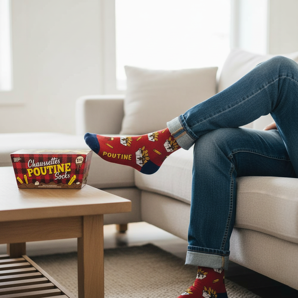 Chaussettes poutine unisexes – boîte cadeau