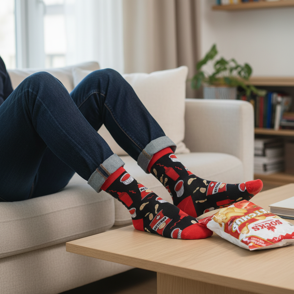 Chaussettes saveur ketchup unisexes – taille unique