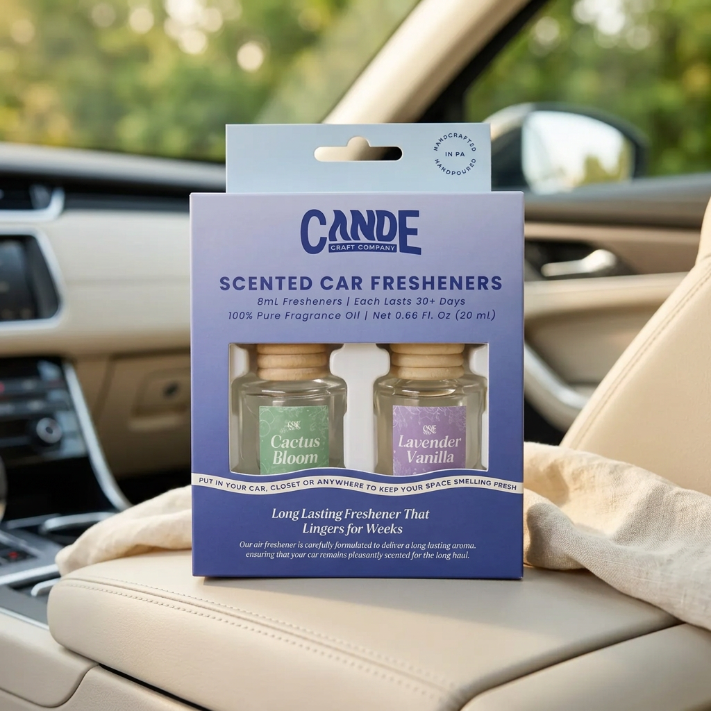 Duo de désodorisants pour voiture Fleur de cactus et Lavande vanille – CE Craft Co