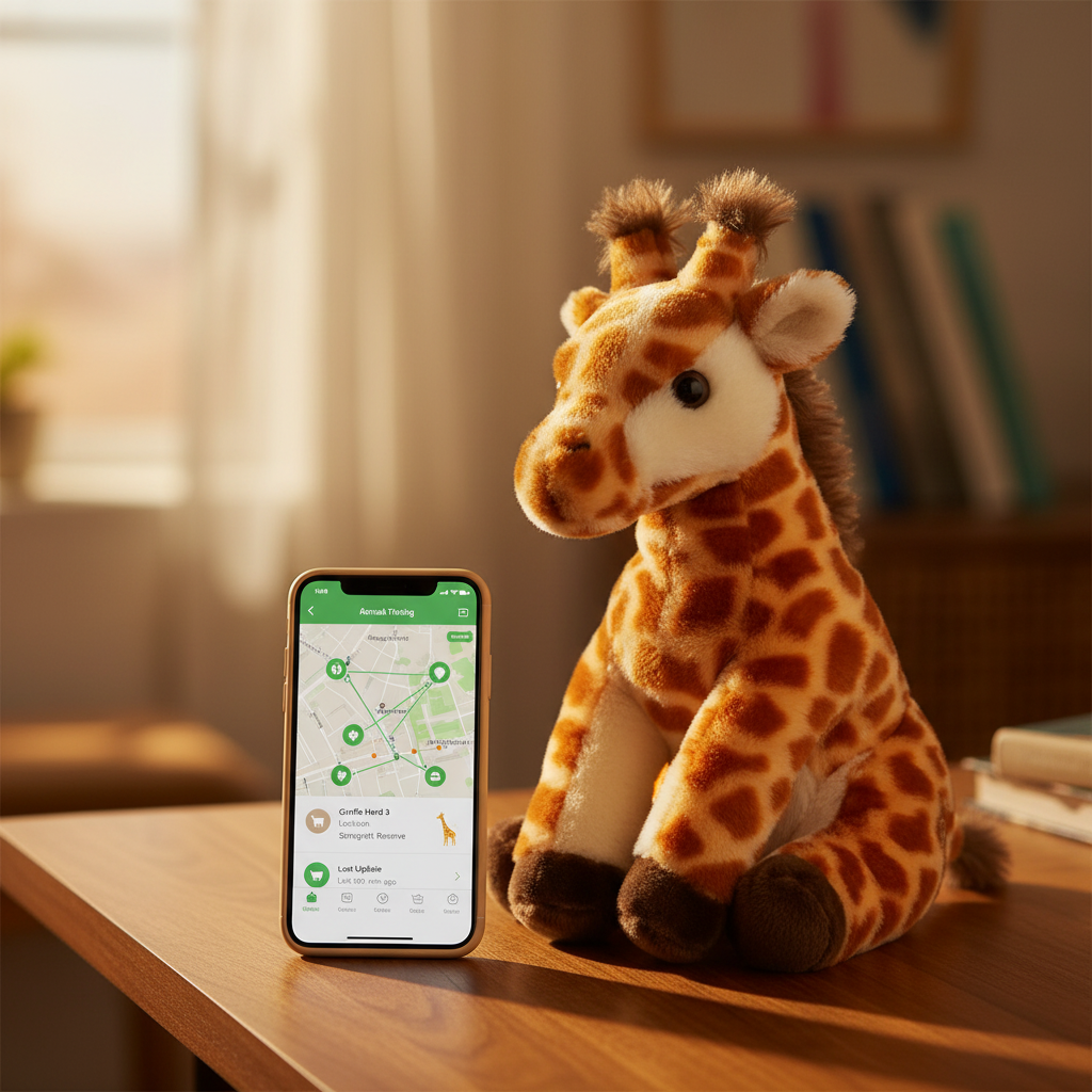 Peluche girafe Fahlo avec l’application de suivi Fahlo