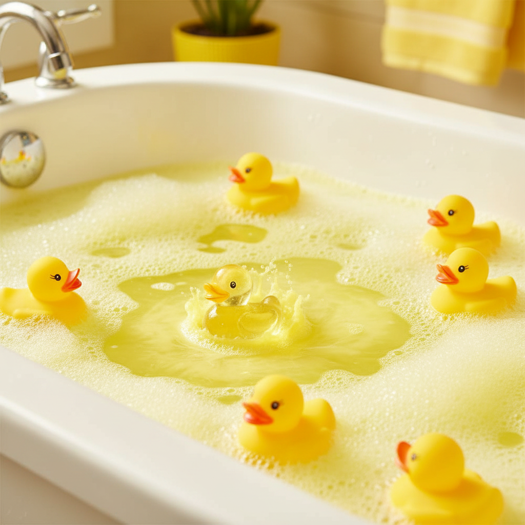 Perles de bain canard Dissolvable Ducks qui se dissolvent dans un bain jaune bulles