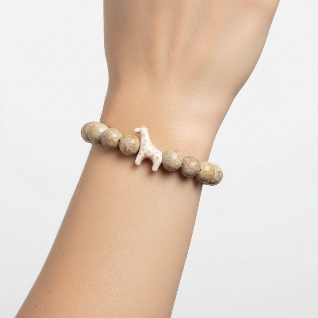 Bracelet Fahlo Girafe Trek Moon porté au poignet
