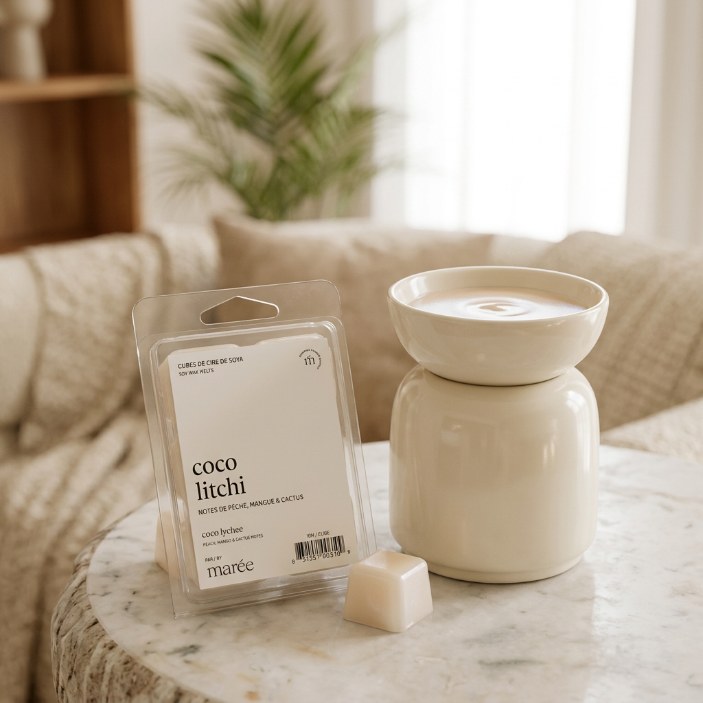 Cubes Coco et litchi Marée avec un chauffe-cire crème non inclus