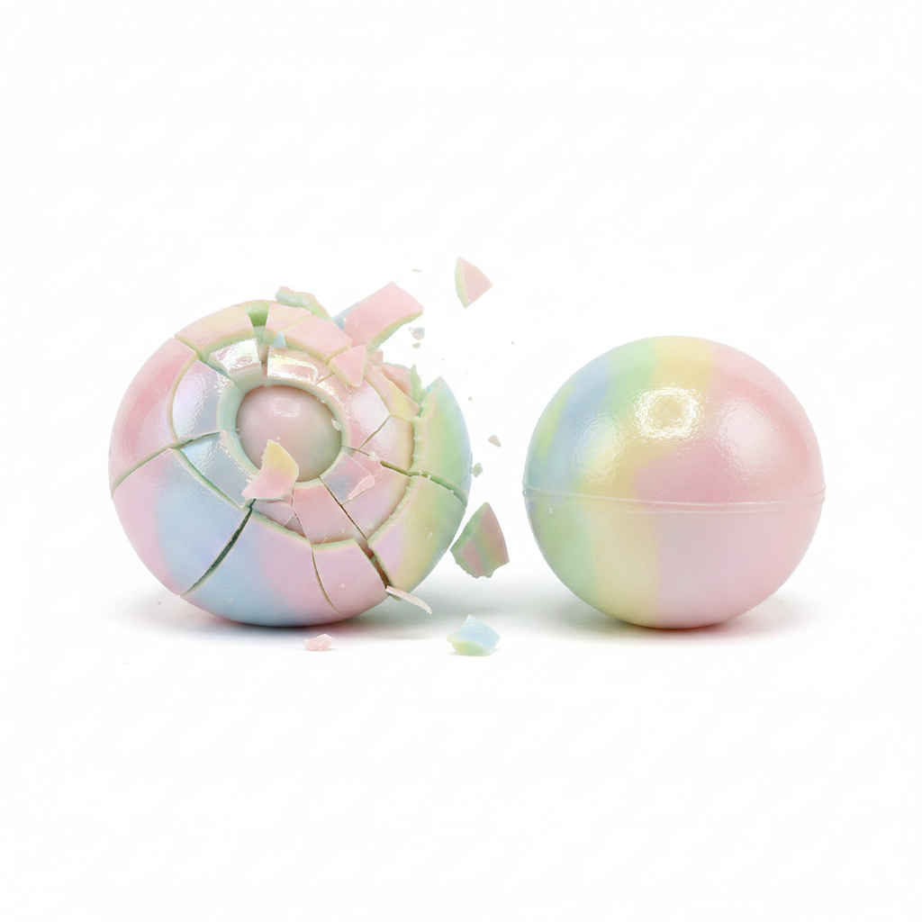 Crispy Ball duo mini balles coque craquante irisée fond blanc