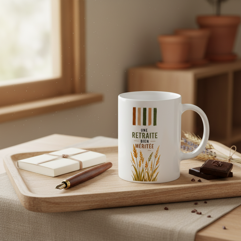 Tasse Une Retraite Bien Méritée - décor plateau matin champêtre