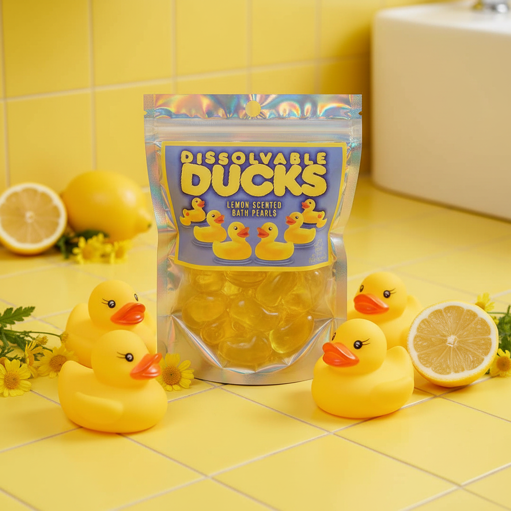 Dissolvable Ducks perles de bain canard citron avec canards en caoutchouc et tranches de citron