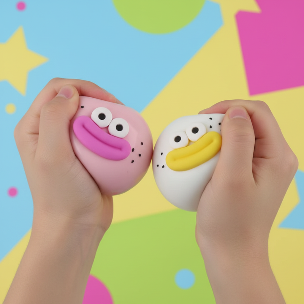 Squishies visage émoji serrés dans les mains lifestyle