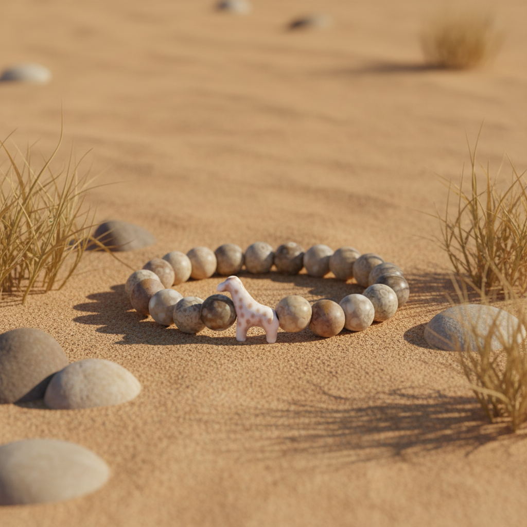 Bracelet Fahlo Girafe Trek Moon sur sable avec herbes sèches
