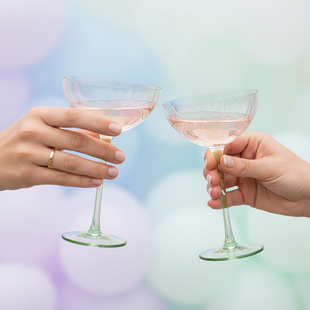 Deux coupes champagne Pétal en train de trinquer