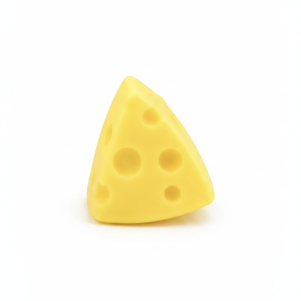 Fromage squishy anti-stress sur fond blanc