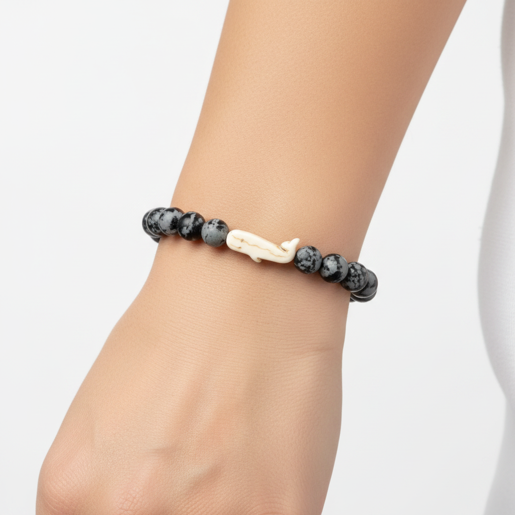 Bracelet Fahlo Baleine Ocelli Stone porté au poignet
