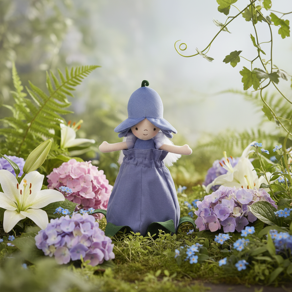 Jellycat Bluebell Petalkin Doll — Poupée Fleur Bleuet en ambiance jardin féerique