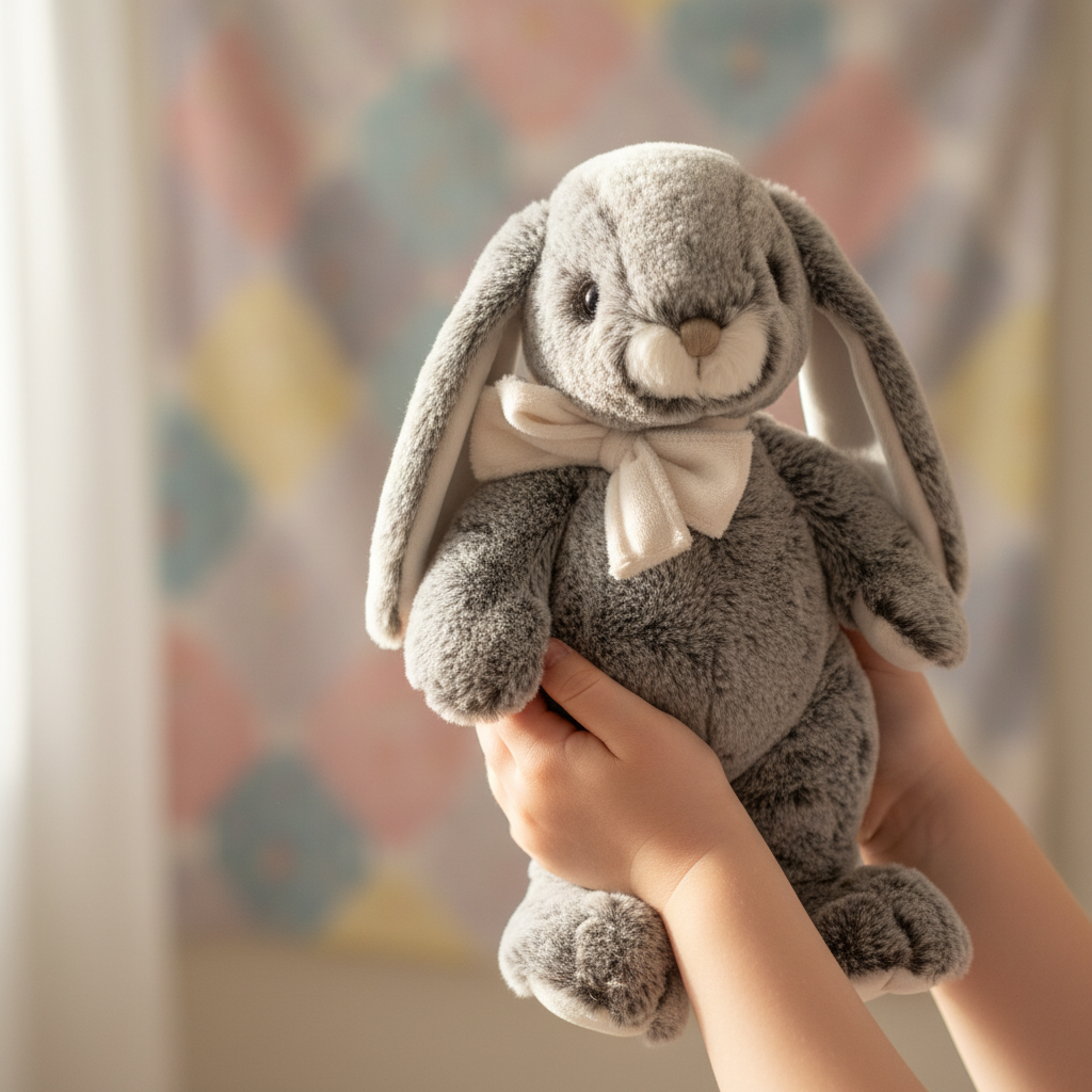 Russel Lapin Bukowski tenu par les mains d’un enfant