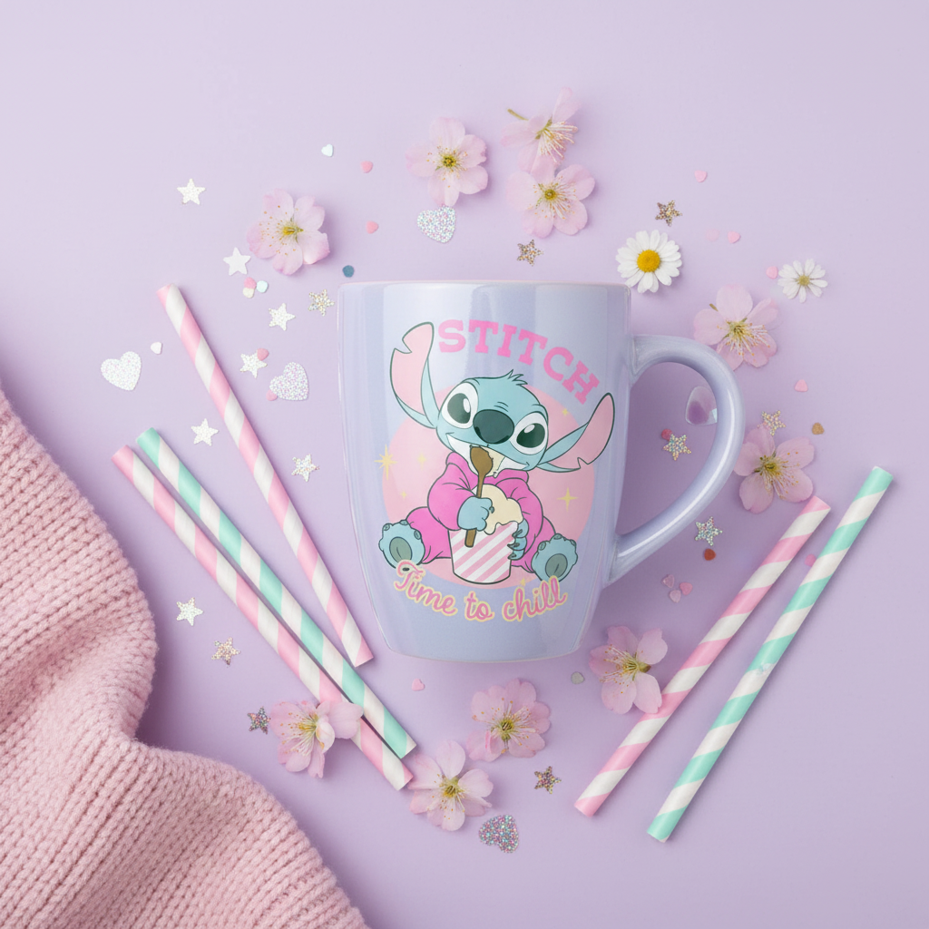Tasse céramique jumbo nacrée – Stitch & Angel Time to Chill | Disney