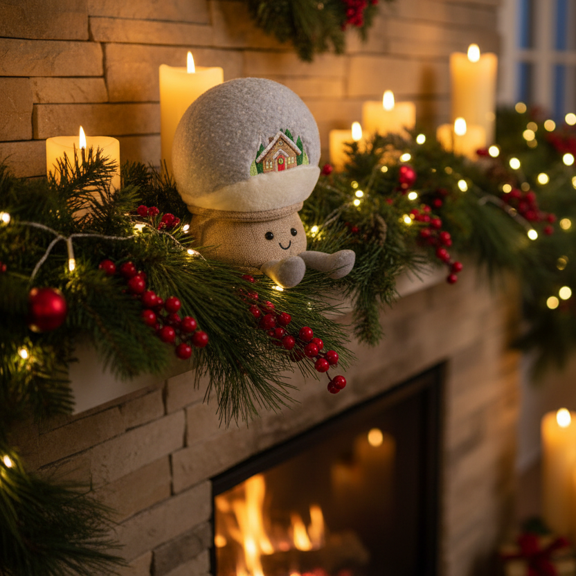 Amuseables Snow Globe – ambiance cheminée Noël cosy