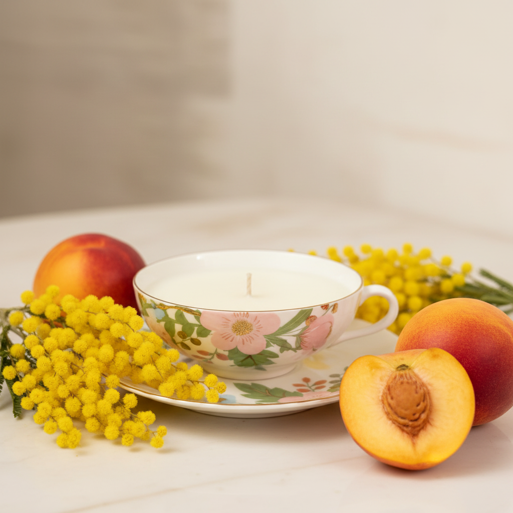 Tasse bougie – Fleur de mimosa & nectarine | DOT & LIL