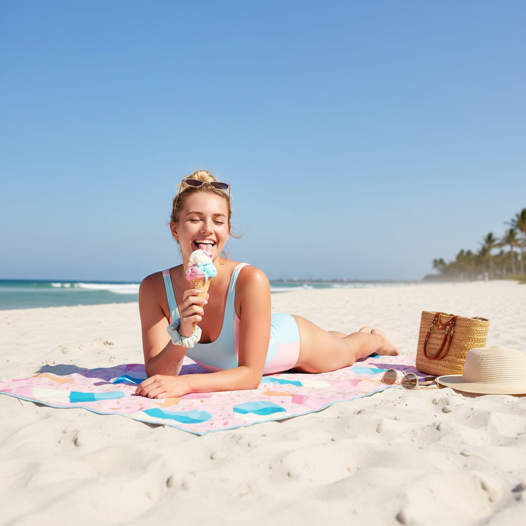 Serviette de plage Solem Plaisir Glacé - lifestyle plage été