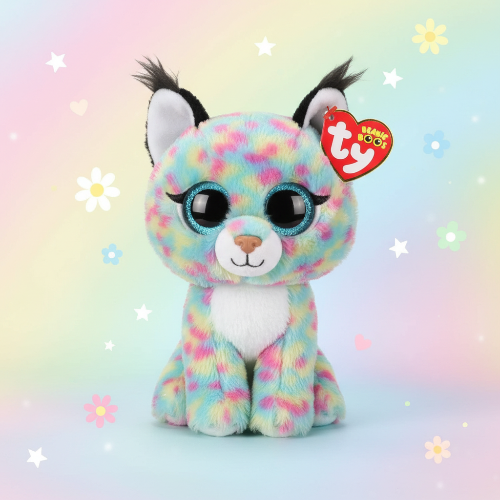 TY Lynx Beanie Boos peluche multicolore turquoise rose lifestyle kawaii