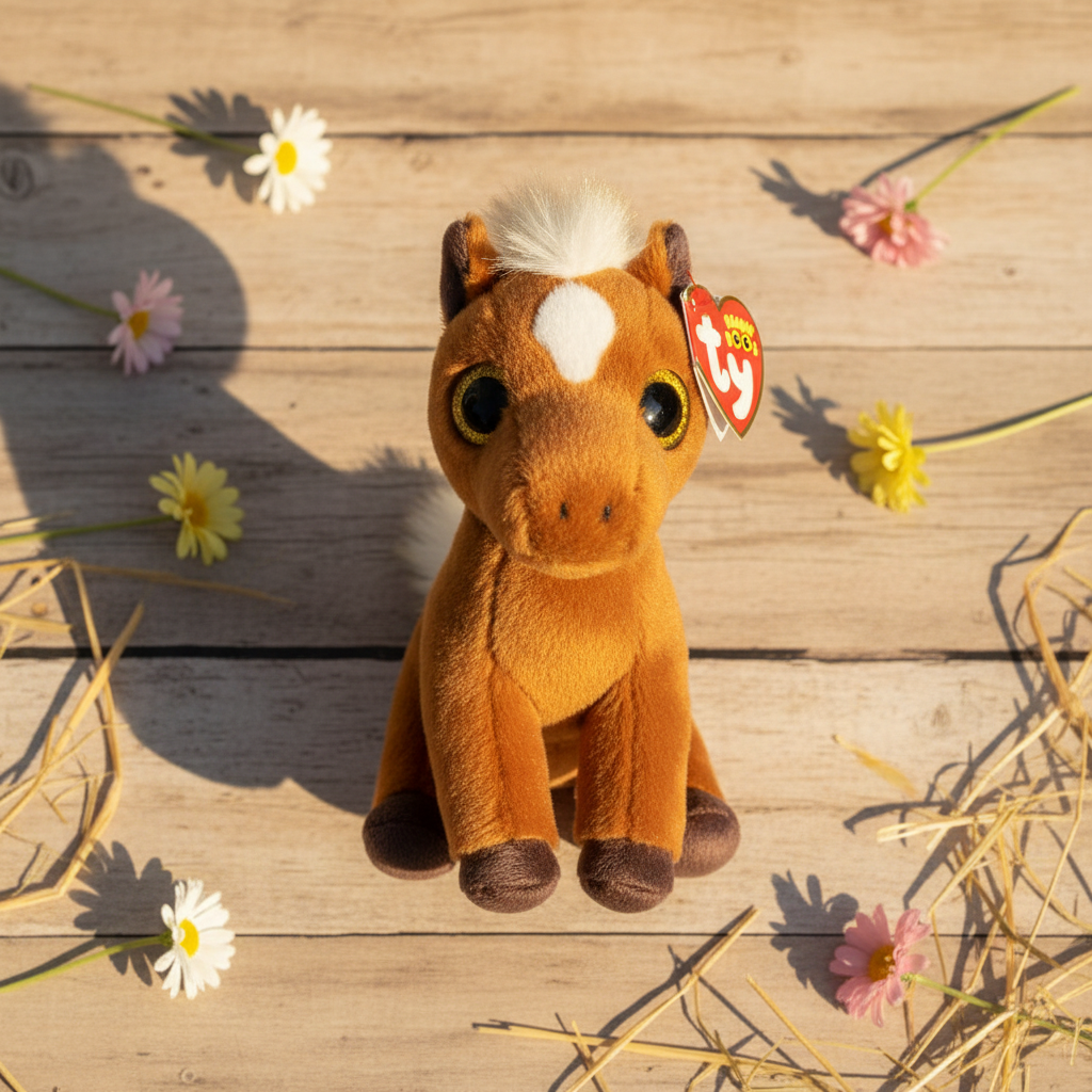TY Morty Beanie Boos peluche poney brun lifestyle campagne