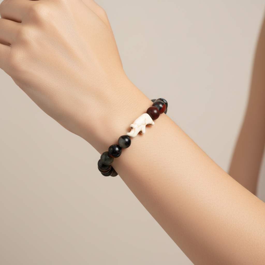 Bracelet Fahlo Rhinocéros Savanna porté au poignet