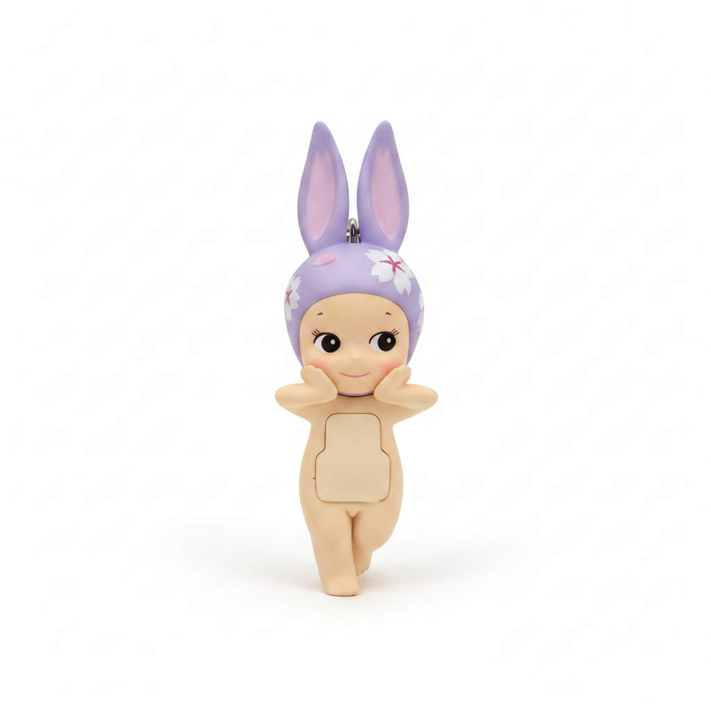 Figurine Angel Cherry Blossom Night Version lapin mauve sur fond blanc