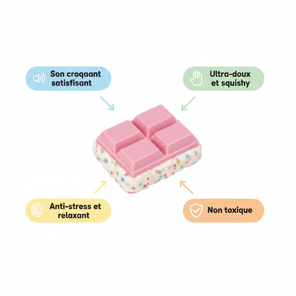 Faux Crisp Choco Fraise squishy - infographie fond blanc