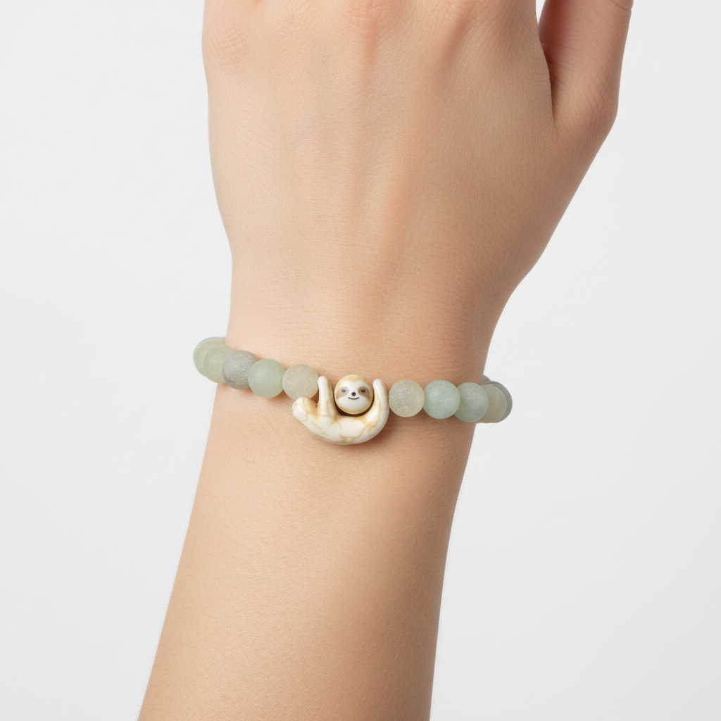 Bracelet Fahlo Paresseux Wander Sky Stone porté au poignet