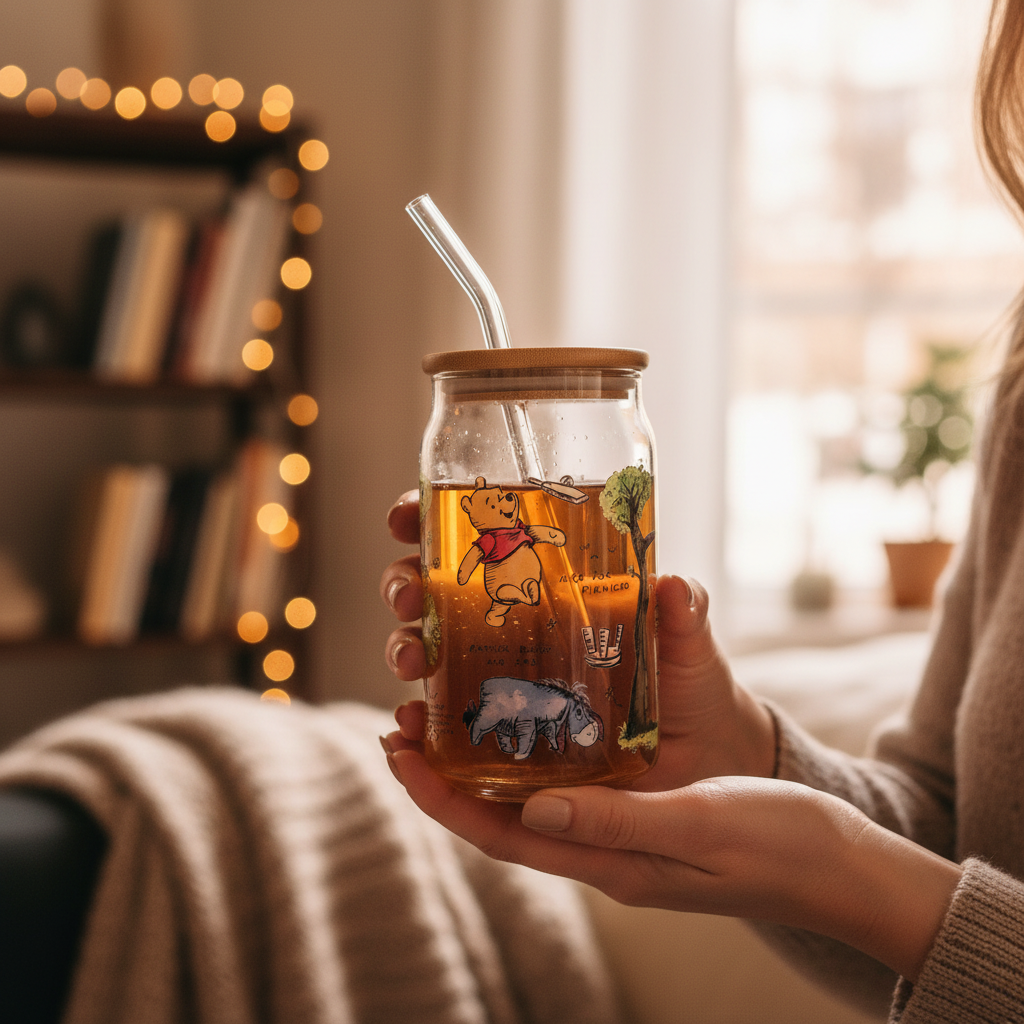 Gobelet Winnie the Pooh tenu dans les mains