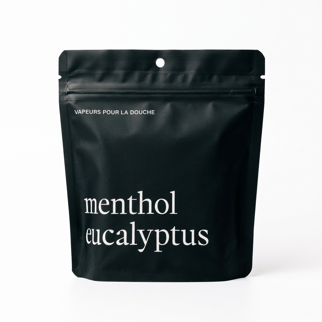 Vapeur pour la douche Menthol et eucalyptus Marée sur fond blanc
