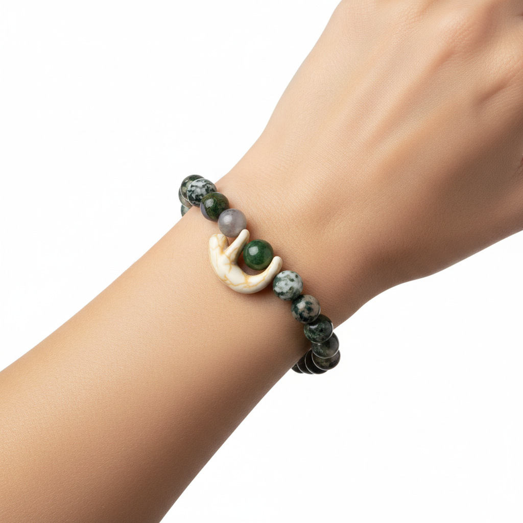 Bracelet Fahlo Paresseux Wander Green porté au poignet