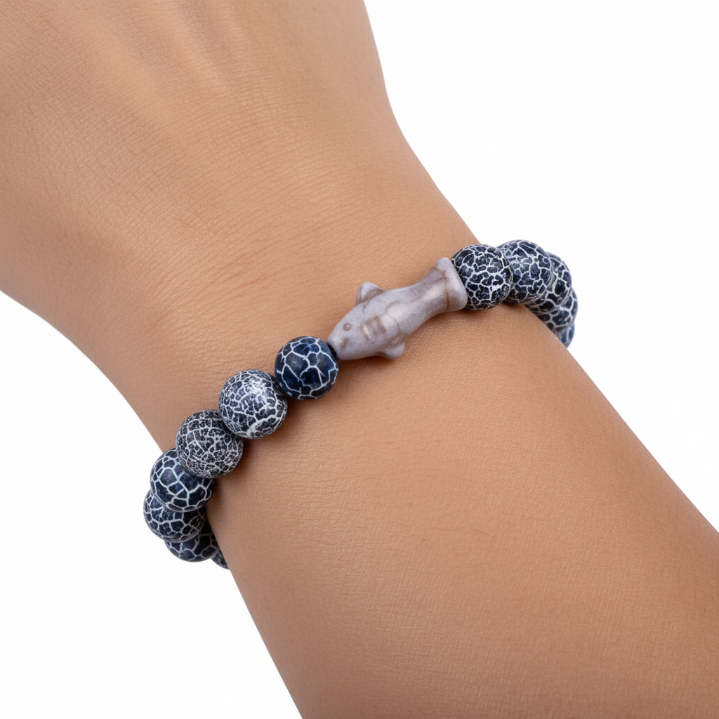 Bracelet Fahlo Requin Deep Blue porté au poignet