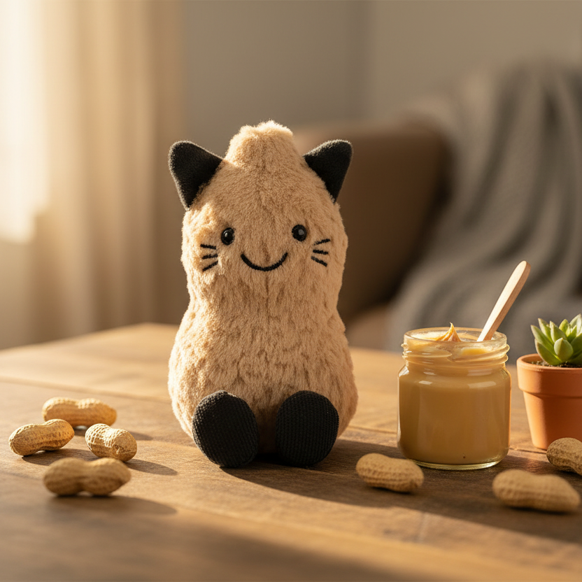 Amuseables Peanut Cat Jellycat - lifestyle beurre de cacahuète