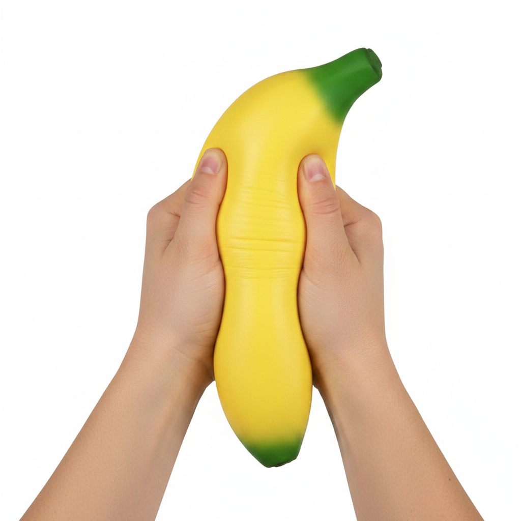Gros plan texture douce banane squishy jumbo jaune