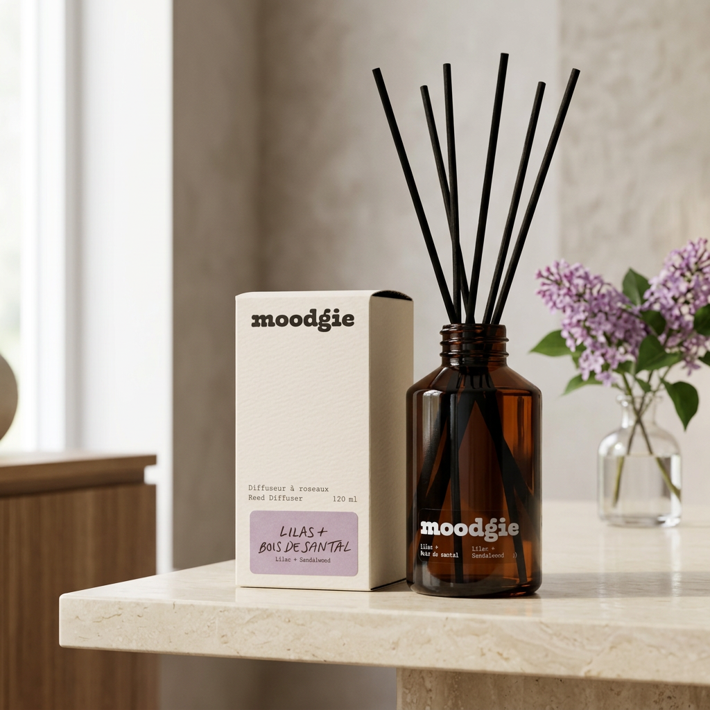 Moodgie – Diffuseur à roseaux Lilas + Bois de santal
