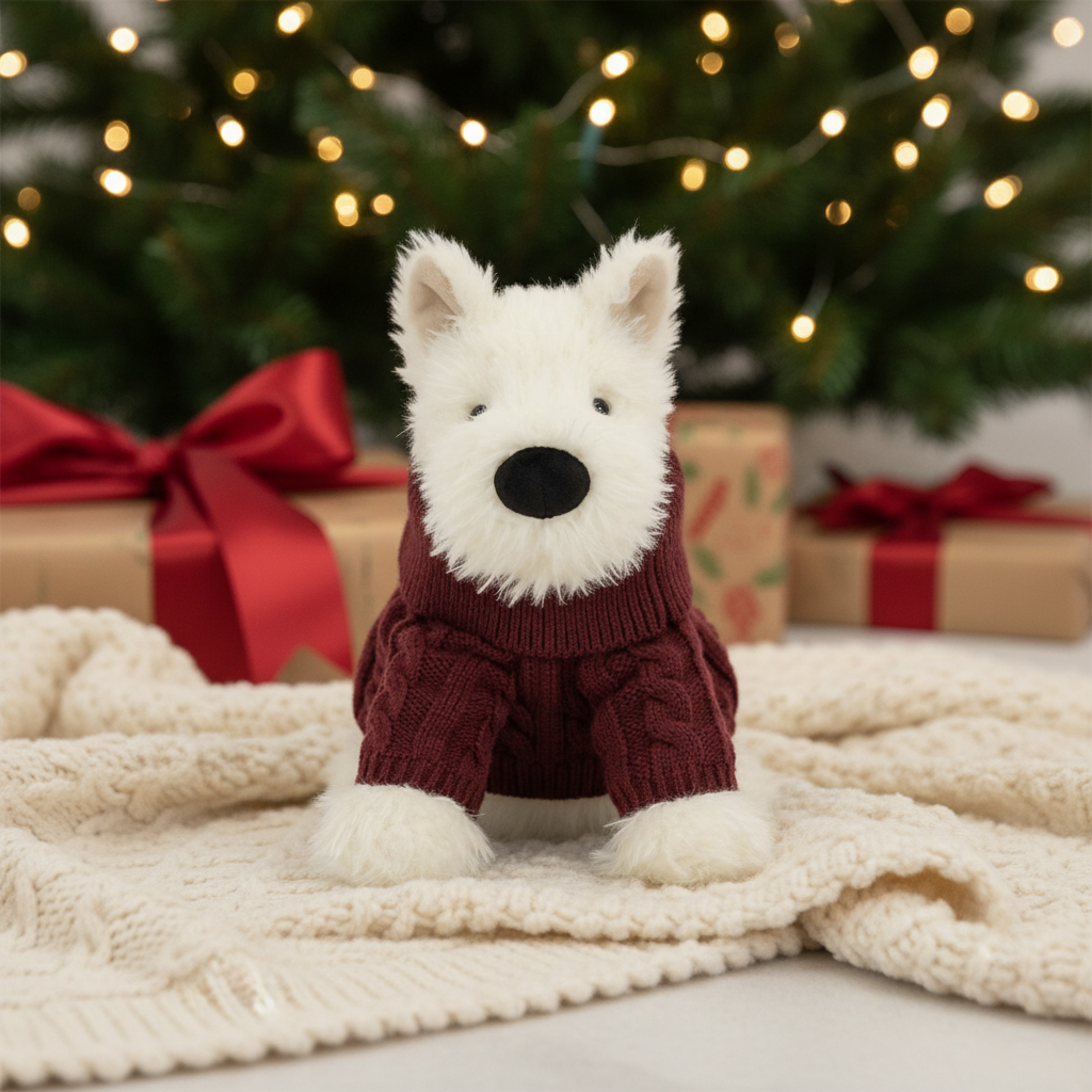 Peluche chien Munro Scottie Jellycat – tenue d’hiver