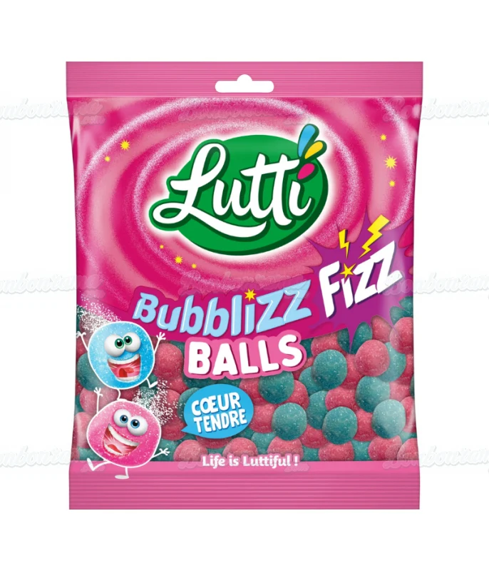 LUTTI – Bubblizz Fizz Balls bonbons acidulés, cœur tendre (100 g)