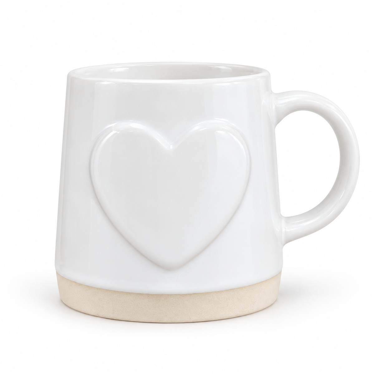 Tasse Artisan blanche à cœur en relief – Abbott